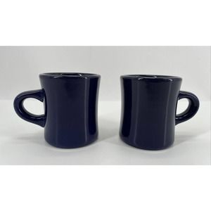 Cobalt Blue Restaurant Ware Coffee Cup Mugs Heavy Set of 2